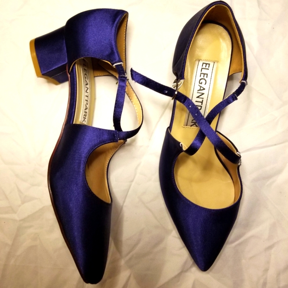 Navy blue formal wedding evening shoe 1.6 inch heel
